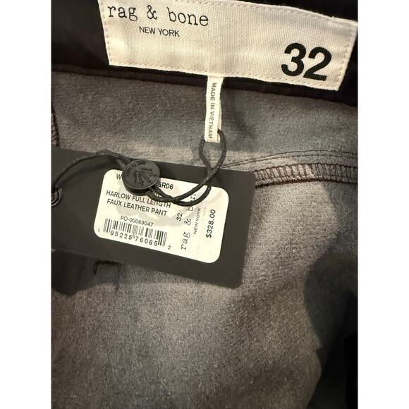 Rag & Bone Harlow Straight Leg Faux Leather Pants Dark Brown 32 - Picture 7 of 8